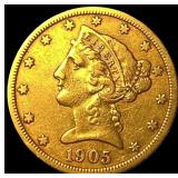 1905-S Liberty Head Half Eagle $5 Gold CHOICE AU