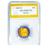 1947-D Washington Silver Quarter PGA MS67 RD Monst