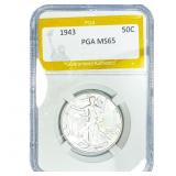 1943 Walking Liberty Half Dollar PGA MS65