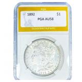 1892 Morgan Silver Dollar PGA AU58