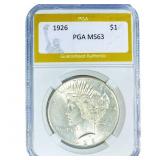 1926 Silver Peace Dollar PGA MS63