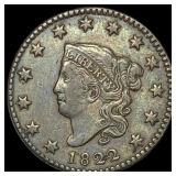 1822 Coronet Head Large Cent NEARLY  UNCIRCULATED