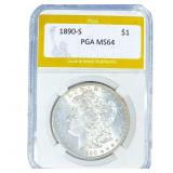 1890-S Morgan Silver Dollar PGA MS64