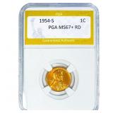 1954-S Wheat Cent PGA MS67+ RD