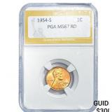 1954-S Wheat Cent PGA MS67 RD