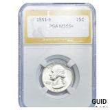 1951-S Washington Silver Quarter PGA MS66+