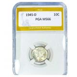 1945-D Mercury Silver Dime PGA MS66