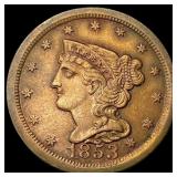 1853 Braided Hair Half Cent CLOSELY  UNCIRCULATED