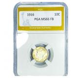 1916 Mercury Silver Dime PGA MS66FB