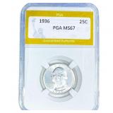 1936 Washington Silver Quarter PGA MS67
