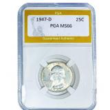 1947-D Washington Silver Quarter PGA MS66