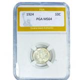 1924 Mercury Silver Dime PGA MS64