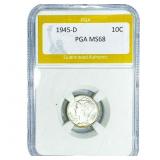 1945-D Mercury Silver Dime PGA MS68