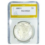 1880-S Morgan Silver Dollar PGA MS64