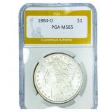 1884-O Morgan Silver Dollar PGA MS65