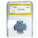 1806 Draped Bust Half Cent PGA XF45