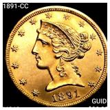 1891-CC $5 Gold Half Eagle CHOICE BU