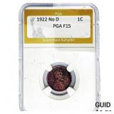 1922 No D Wheat Cent PGA F15