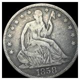 1858 Silver Seated Liberty Half Dollar  LIGHTLY C