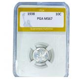 1938 Mercury Silver Dime PGA MS67