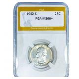 1942-S Washington Silver Quarter PGA MS66+
