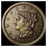 1851 Braided Hair Half Cent CLOSELY  UNCIRCULATED