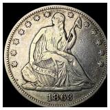 1863 Seated Liberty Half Dollar NEARLY  UNCIRCULA