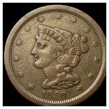 1850 Braided Hair Half Cent ABOUT  UNCIRCULATED