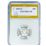 1943-D Mercury Silver Dime PGA MS67 FB