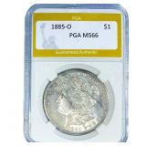 1885-O Morgan Silver Dollar PGA MS66