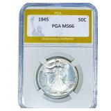 1945 Walking Liberty Half Dollar PGA MS66