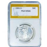 1941-S Walking Liberty Half Dollar PGA MS66