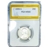 1935-S Washington Silver Quarter PGA MS66