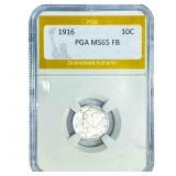 1916 Mercury Silver Dime PGA MS65 FB