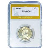 1940 Washington Silver Quarter PGA MS66