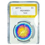 1877-S Silver Trade Dollar PGA MS63+ Toned