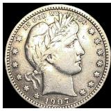 1907-S Silver Barber Quarter LIGHTLY CIRCULATED