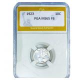 1923 Mercury Silver Dime PGA MS65 FB
