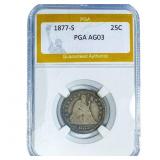 1877-S Seated Liberty Quarter PGA AG03