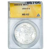 1900-O Morgan Silver Dollar ANACS MS62