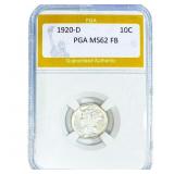 1920-D Mercury Silver Dime PGA MS62 FB