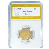 1913-D Buffalo Nickel PGA MS65 Type 1