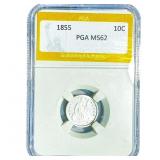 1855 Seated Liberty Dime PGA MS62