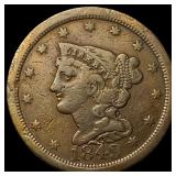 1849 Braided Hair Half Cent ABOUT UNCIRCULATED