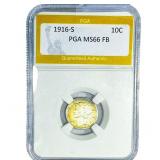 1916-S Mercury Silver Dime PGA MS66 FB