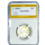 1948-S Washington Silver Quarter PGA MS67