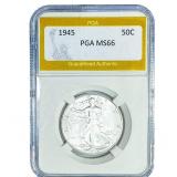 1945 Walking Liberty Half Dollar PGA MS66