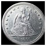1860 Seated Liberty Silver Quarter CLOSELY  UNCIR