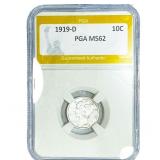 1919-D Mercury Silver Dime PGA MS62