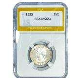 1935 Washington Silver Quarter PGA MS66+